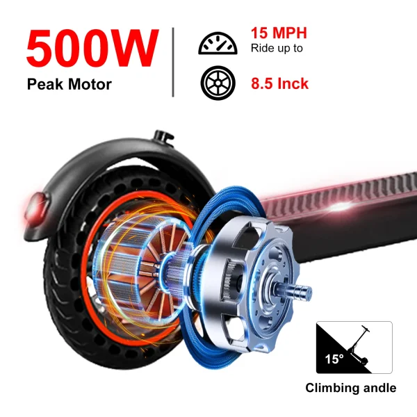 350W Foldable Long Range Solid Tyre Lightweight Smart App 10.4Ah 15.6MPH Folding Kick Folding Adults Electric Scooter  US Stock - Image 4