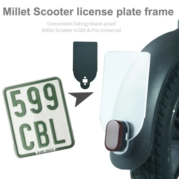 Electric Scooter License Plate Holder | Plastic Number Plate with Warning Sign for Xiaomi M365/Pro Scooters - Image 3