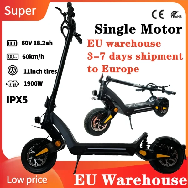 USA warehouse DT06 6000W 11inch IPX5 Hydraulic Suspension Brake Dual Motor Foldable Off Road Electric Scooter - Image 7