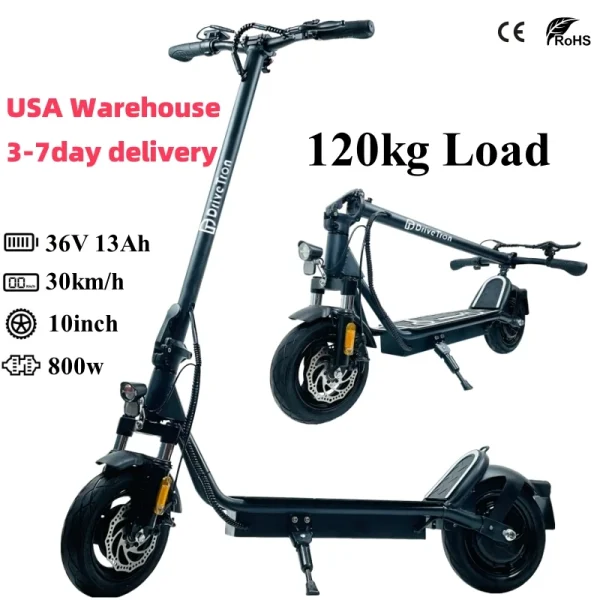 USA Adult 10inch Tubeless Tires 30km/h Speed 18.6mph 40KM Long Range 36V 13Ah 800W Electric Scooter Trottinettes Electriques - Image 2