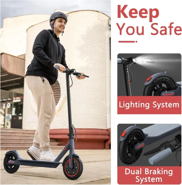 Electric Scooter for Adults | 8.5" Tires, 19MPH, 350W Motor, 21-Mile Range, Foldable Design, Dual Braking - Image 5