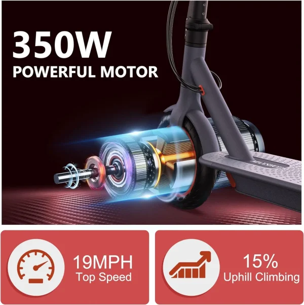 Electric Scooter for Adults, 8.5" Tires, 19Mph Top Speed, 350W Motor, Max 21 Miles Long Range, Folding E-Scooter Dual Braking - Image 3