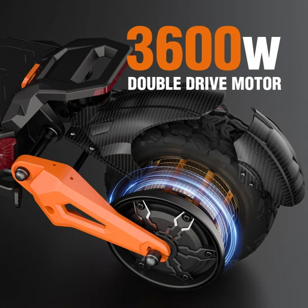 Dual Motor Electric Scooter | 3600W, 50 MPH, 45-Mile Range, 440lbs Load Capacity, Foldable Design for Heavy Adults - Image 5