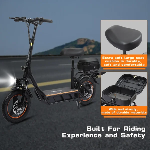 Electric Scooter with Seat for Adults | 750W Motor, 48V18Ah Battery, 330Lbs Load Capacity, Commuter Scooter with Storage Box - Image 5