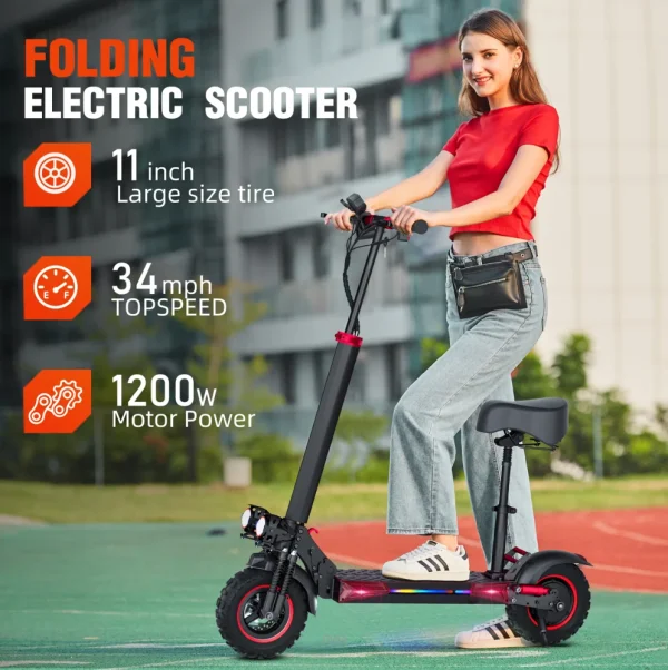 J11 Folding Electric Scooter 1200W Motor 48V18AH Lithium Battery Adult Travel Scooter Double Disc Brake OffRoad Mountain Scooter - Image 2