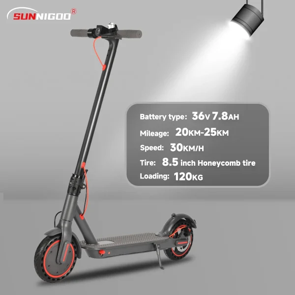 SUNNIGOO N7PRO Electric Scooter Adults 36V 10.4Ah Escooter Long Range 19 Miles Lightweight Kick Scooter US Stock Black With Gift - Image 9