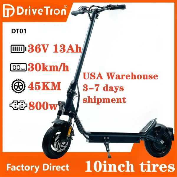 USA Adult 10inch Tubeless Tires 30km/h Speed 18.6mph 40KM Long Range 36V 13Ah 800W Electric Scooter Trottinettes Electriques - Image 3