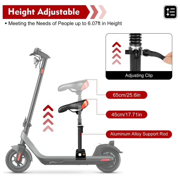 Height Adjustable Seat Cushion Universal Aluminum Alloy Rod +Saddle For Scooter - Image 2